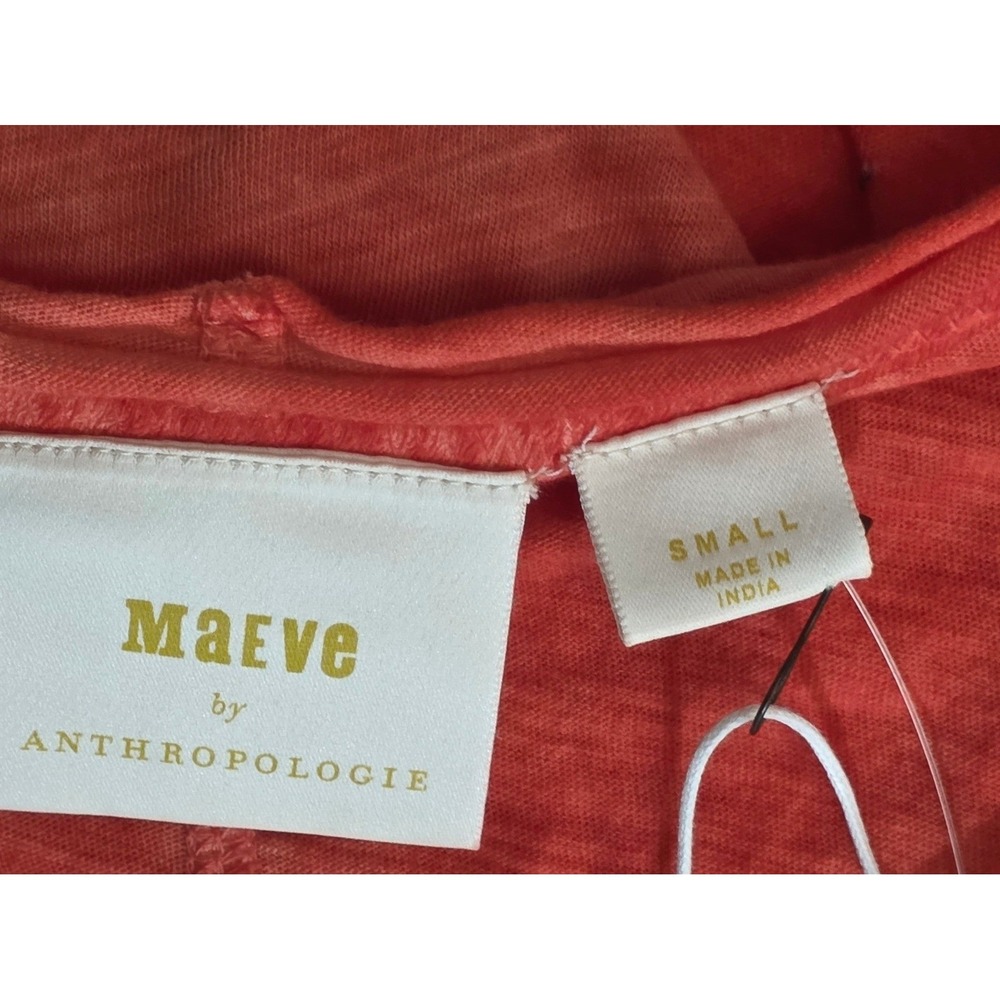 Maeve Anthropologie‎ Coral Slub V-Neck T-Shirt Size Small NWT 57192577 - Picture 7 of 7